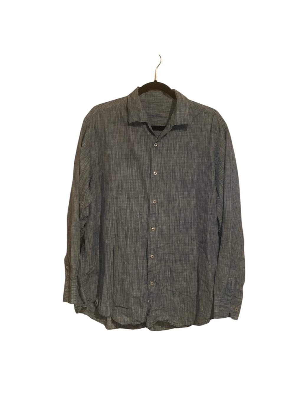 Tommy Bahamas Silk Cotton Blend  Button-Up Shirt in Blue